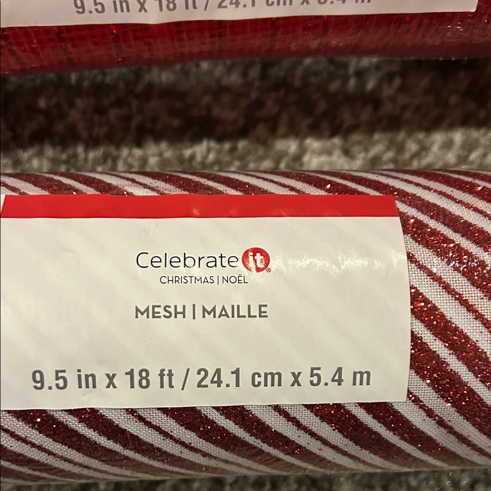 Celebrate It Red and White Striped Mesh Garland all 3 nwt included